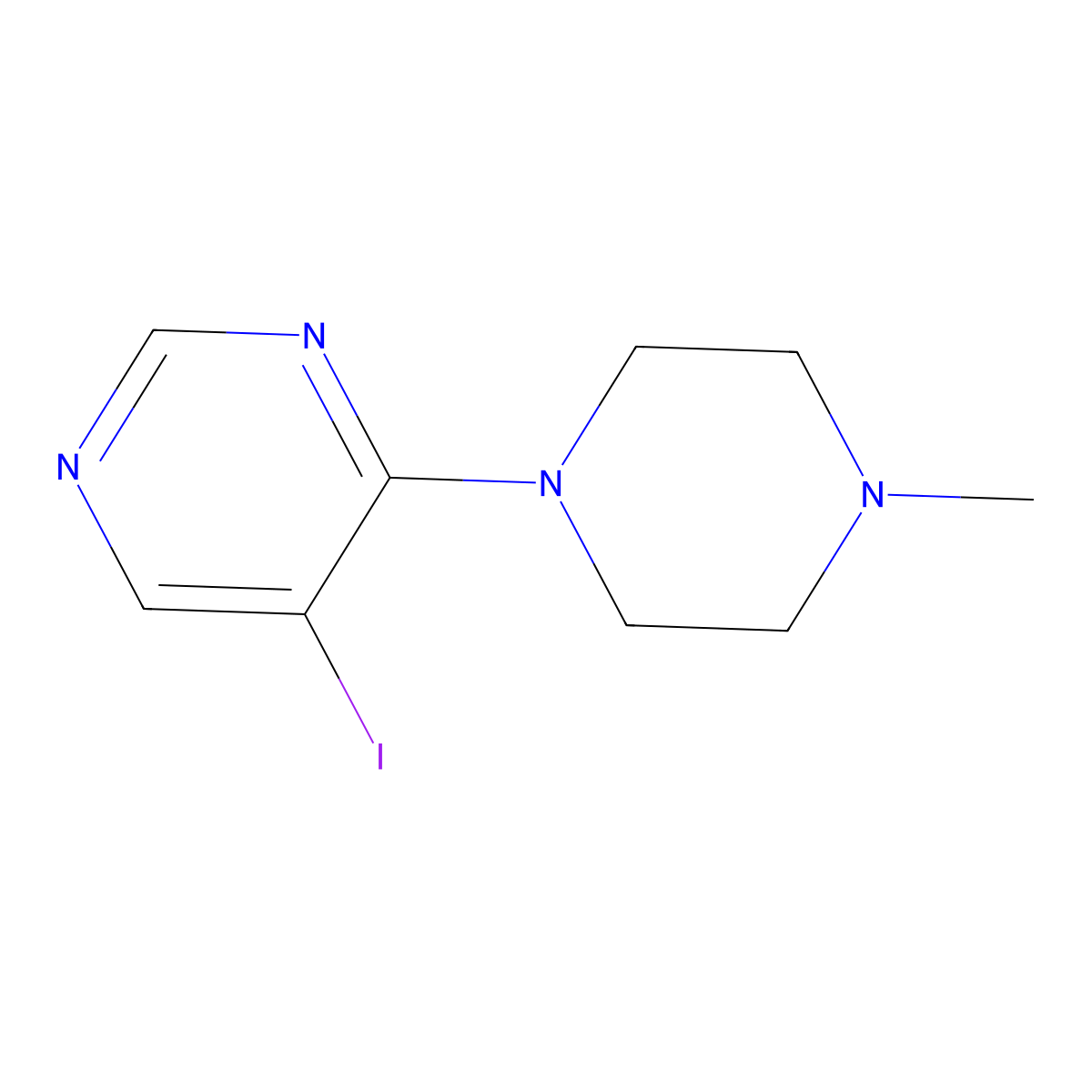 5-Iodo-4-(4-methylpiperazin-1-yl)pyrimidine molecular structure, CAS 1479367-47-9