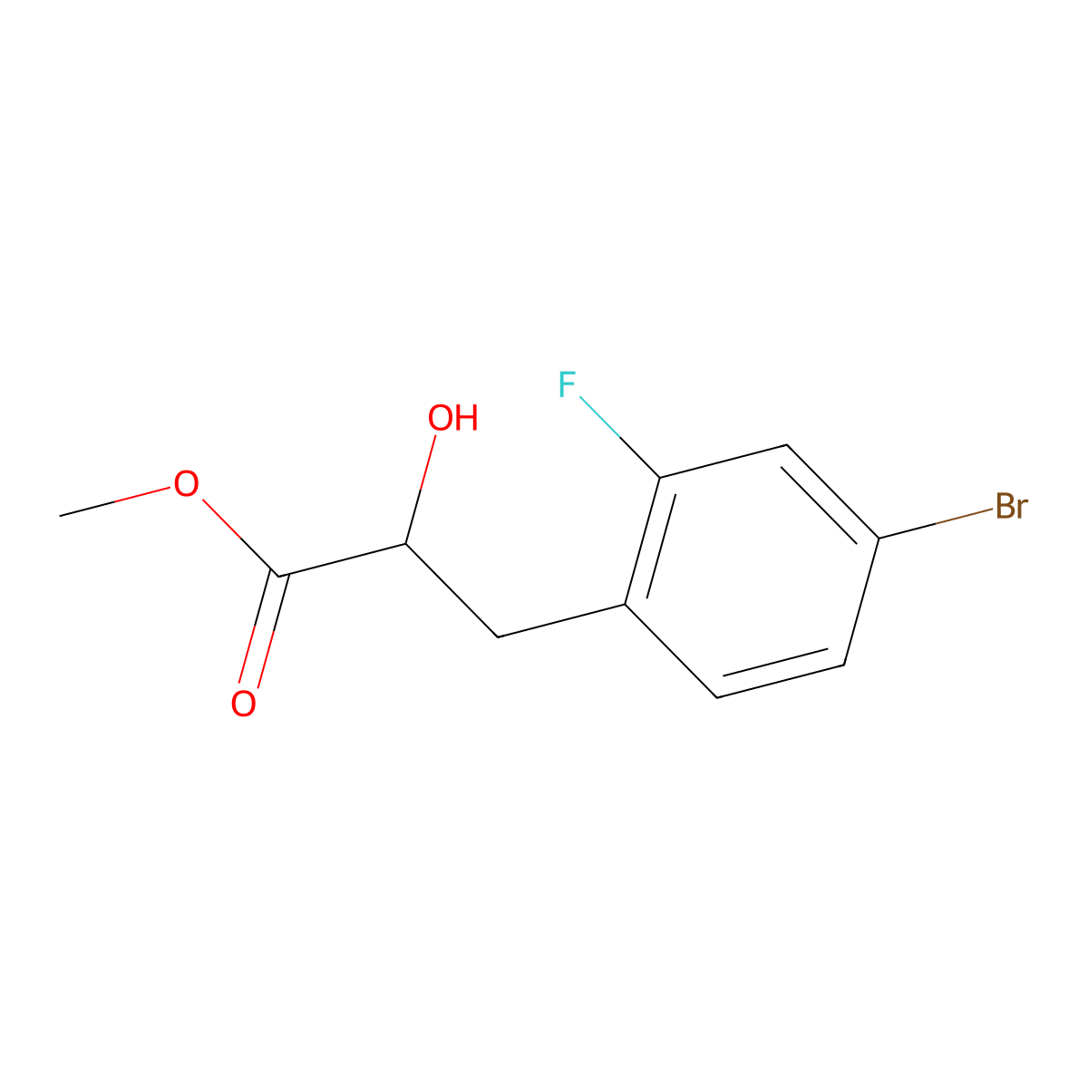 Methyl 3-(4-bromo-2-fluorophenyl)-2-hydroxypropanoate molecular structure, CAS 1479372-52-5