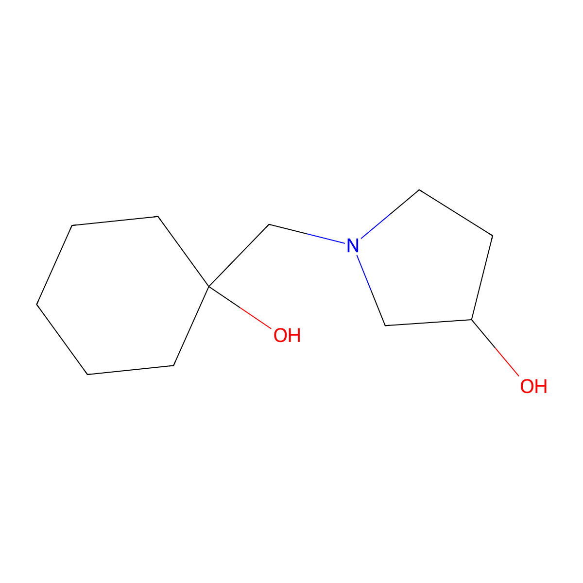 1-[(1-Hydroxycyclohexyl)methyl]pyrrolidin-3-ol molecular structure, CAS 1479386-42-9