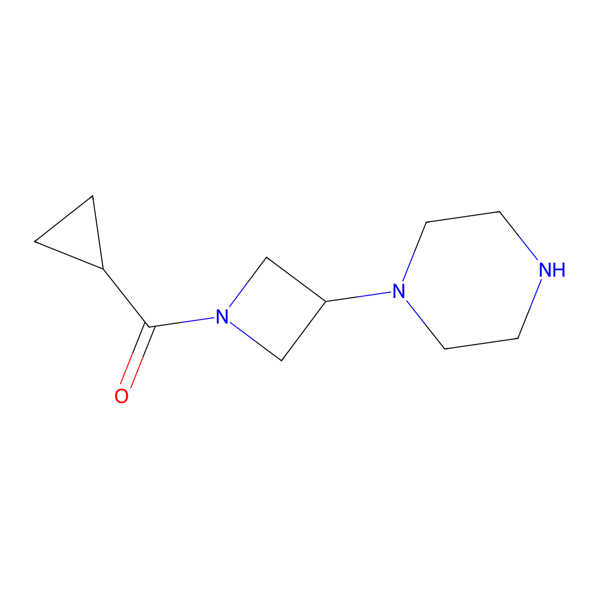 1-(1-Cyclopropanecarbonylazetidin-3-yl)piperazine molecular structure, CAS 1479408-38-2
