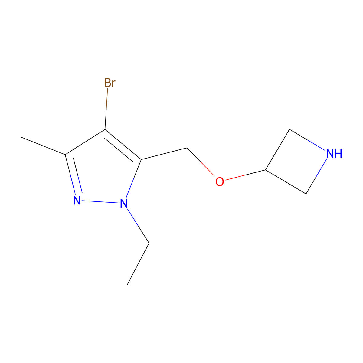 5-((Azetidin-3-yloxy)methyl)-4-bromo-1-ethyl-3-methyl-1h-pyrazole molecular structure, CAS 1479442-54-0