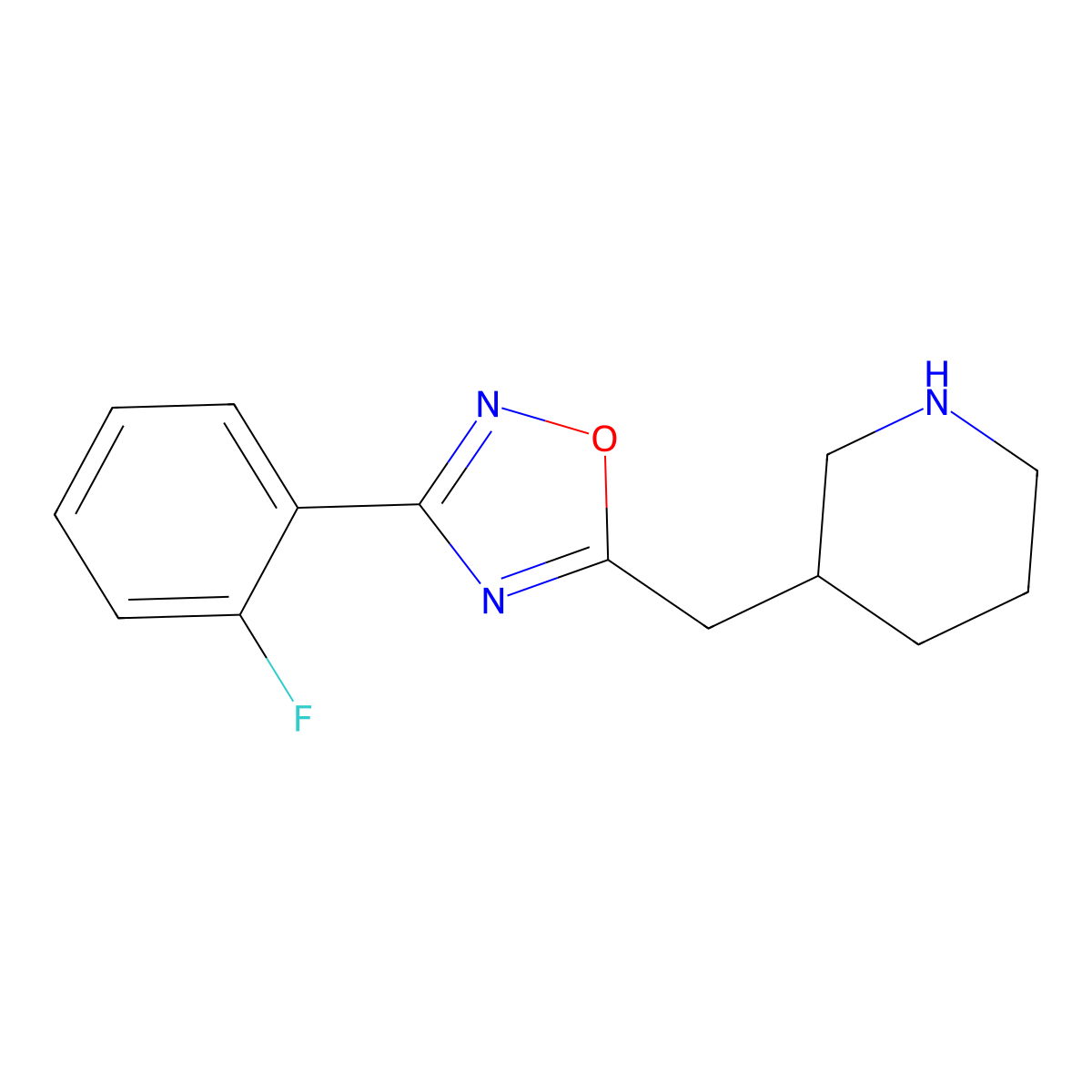 3-(2-Fluorophenyl)-5-(piperidin-3-ylmethyl)-1,2,4-oxadiazole molecular structure, CAS 1479450-99-1