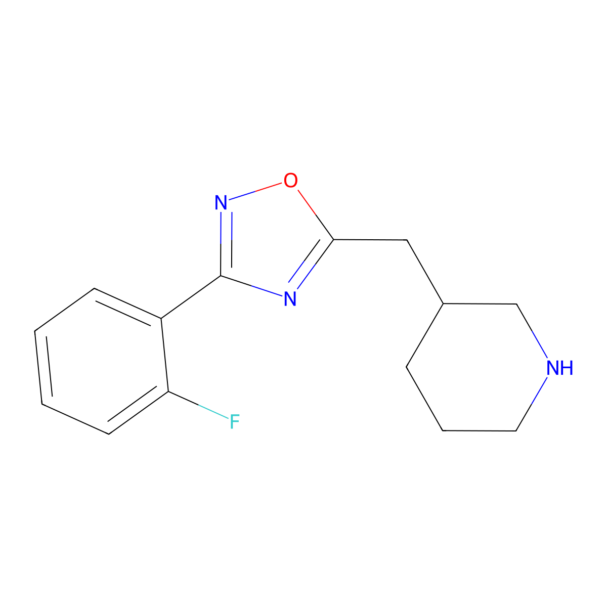 3-(2-Fluorophenyl)-5-(piperidin-3-ylmethyl)-1,2,4-oxadiazole molecular structure, CAS 1479450-99-1