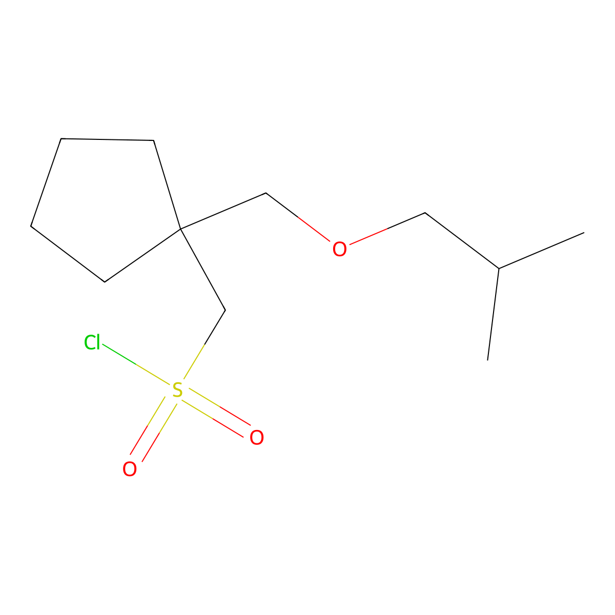 (1-(Isobutoxymethyl)cyclopentyl)methanesulfonyl chloride molecular structure, CAS 1479451-76-7