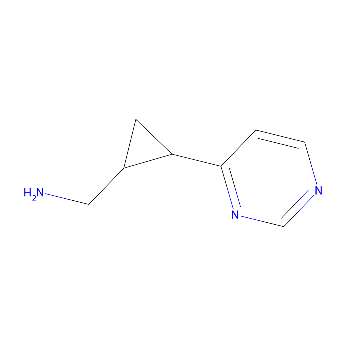(2-(Pyrimidin-4-yl)cyclopropyl)methanamine molecular structure, CAS 1479454-06-2