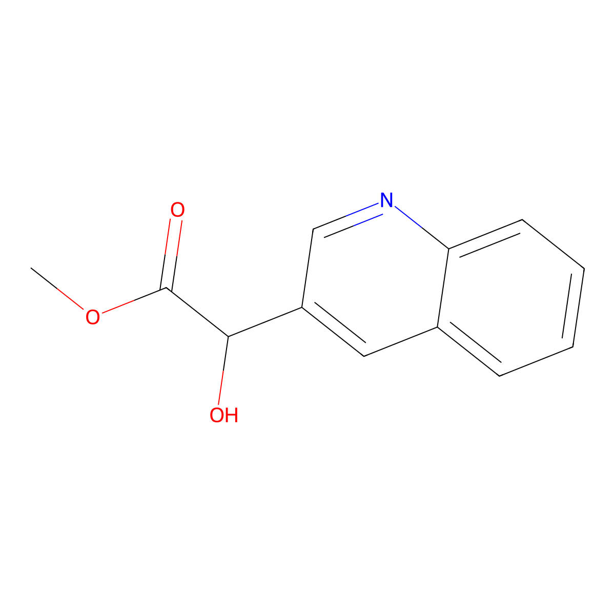 Methyl 2-hydroxy-2-(quinolin-3-yl)acetate molecular structure, CAS 1479466-07-3