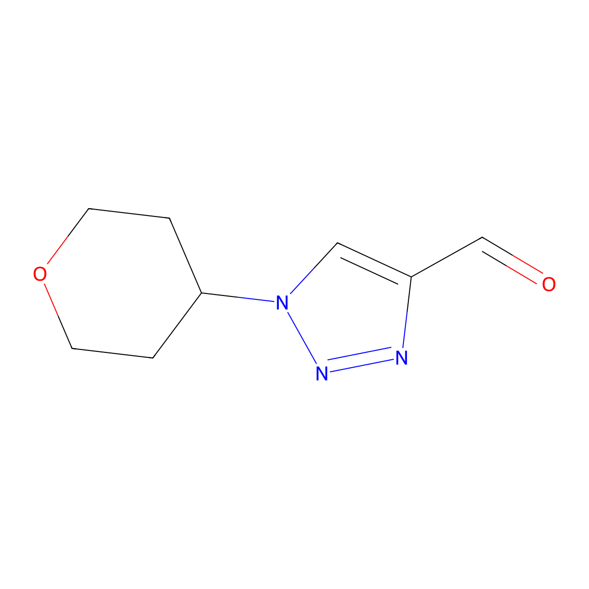 1-(oxan-4-yl)-1H-1,2,3-triazole-4-carbaldehyde molecular structure, CAS 1479469-34-5