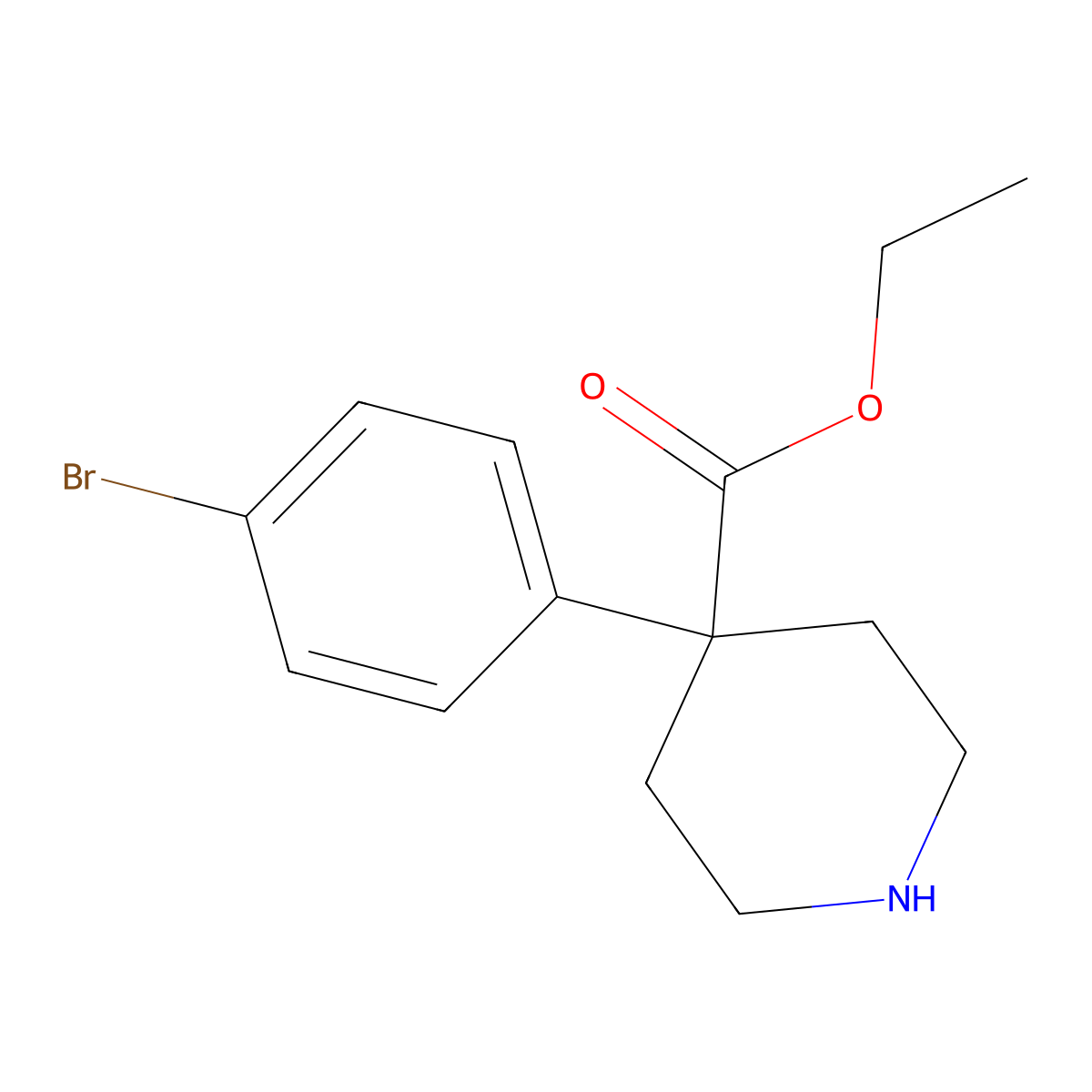 Ethyl 4-(4-bromophenyl)piperidine-4-carboxylate molecular structure, CAS 1479483-91-4