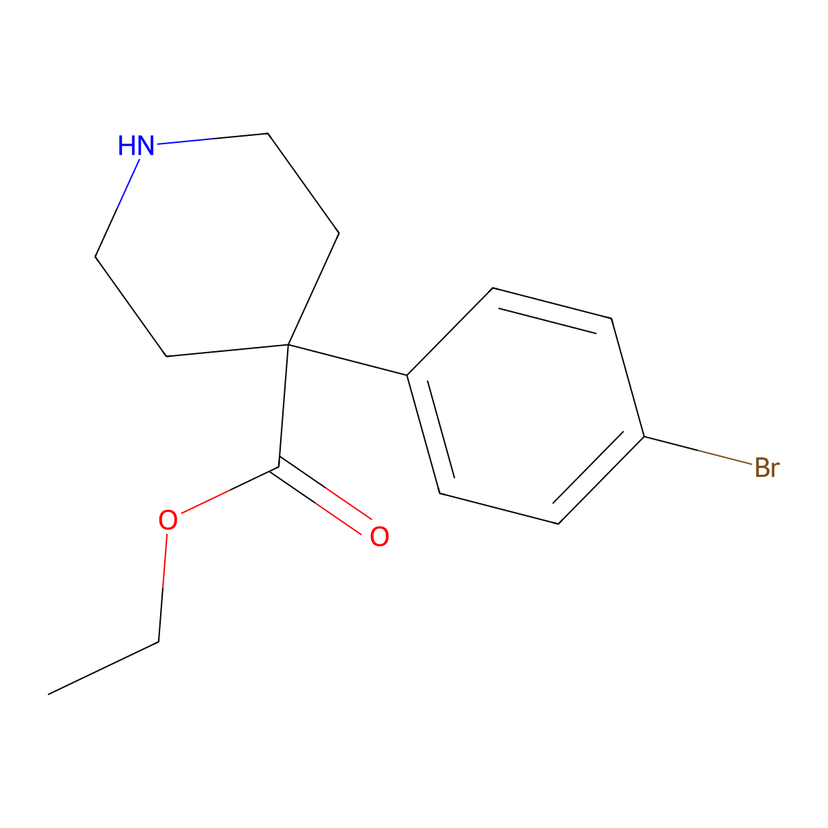 Ethyl 4-(4-bromophenyl)piperidine-4-carboxylate molecular structure, CAS 1479483-91-4