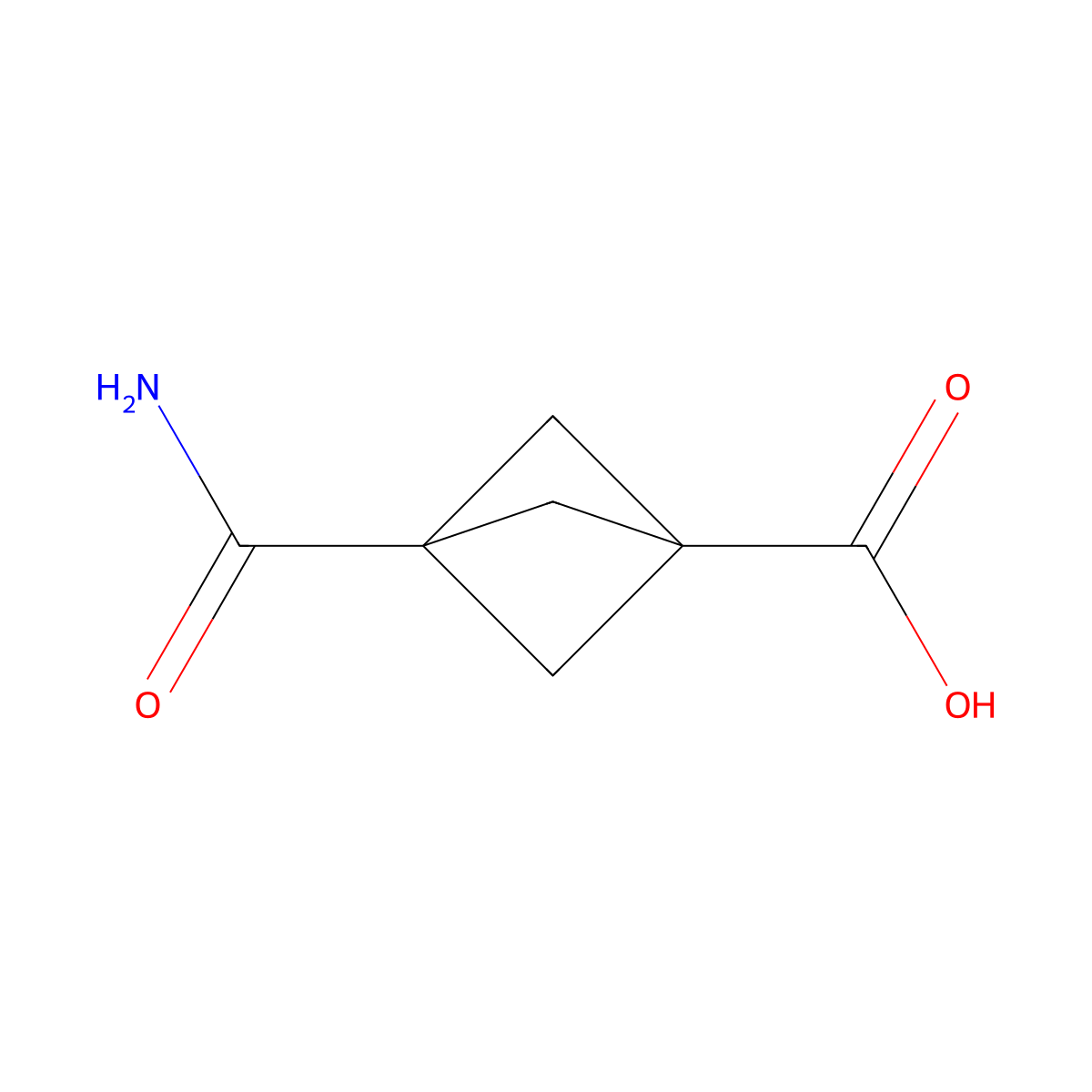 3-Carbamoylbicyclo[1.1.1]pentane-1-carboxylic acid molecular structure, CAS 147950-39-8