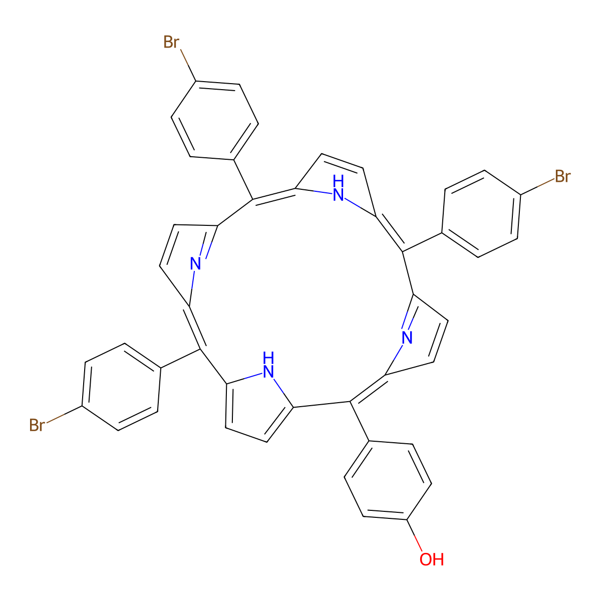 4-(10,15,20-Tris(4-bromophenyl)porphyrin-5-yl)phenol molecular structure, CAS 147951-43-7