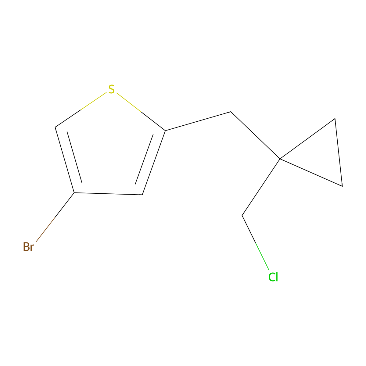 4-Bromo-2-((1-(chloromethyl)cyclopropyl)methyl)thiophene molecular structure, CAS 1479528-59-0
