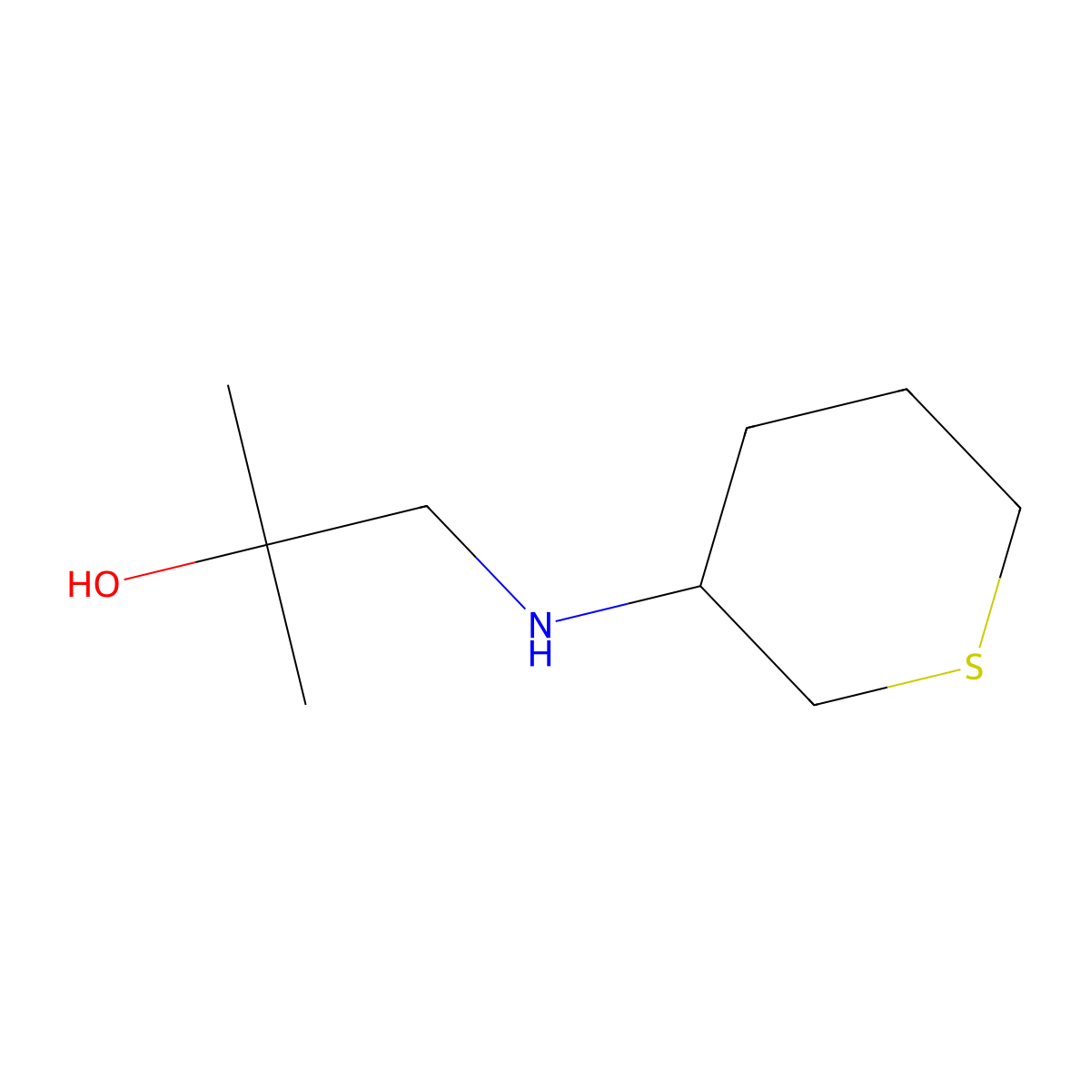 2-Methyl-1-((tetrahydro-2H-thiopyran-3-yl)amino)propan-2-ol molecular structure, CAS 1479542-27-2