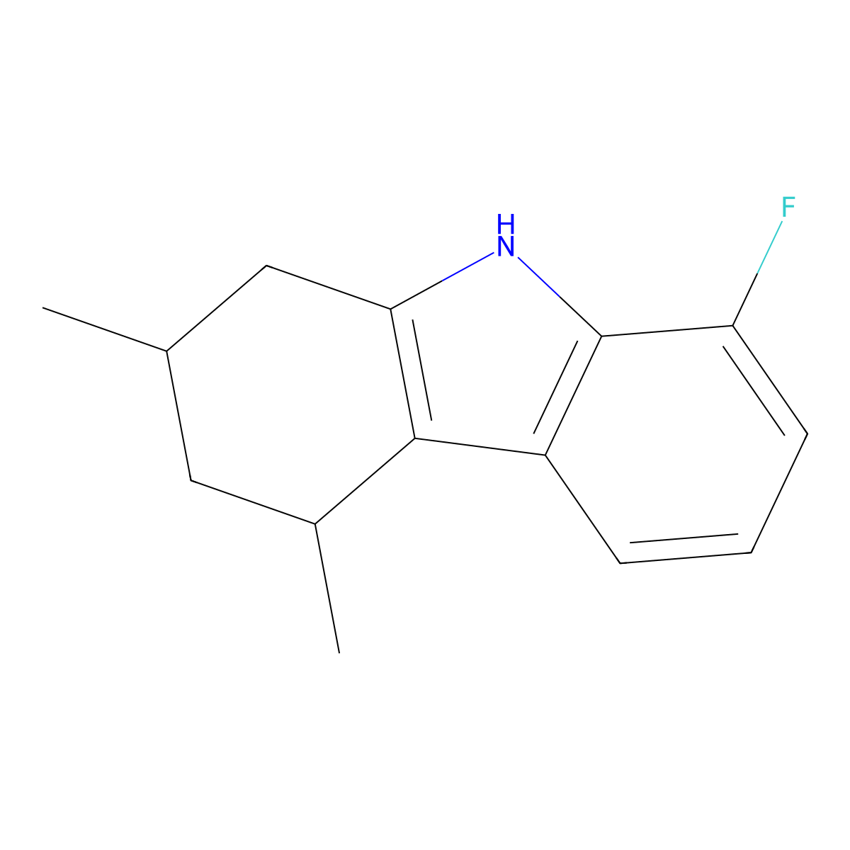 8-fluoro-2,4-dimethyl-2,3,4,9-tetrahydro-1H-carbazole molecular structure, CAS 1479543-23-1