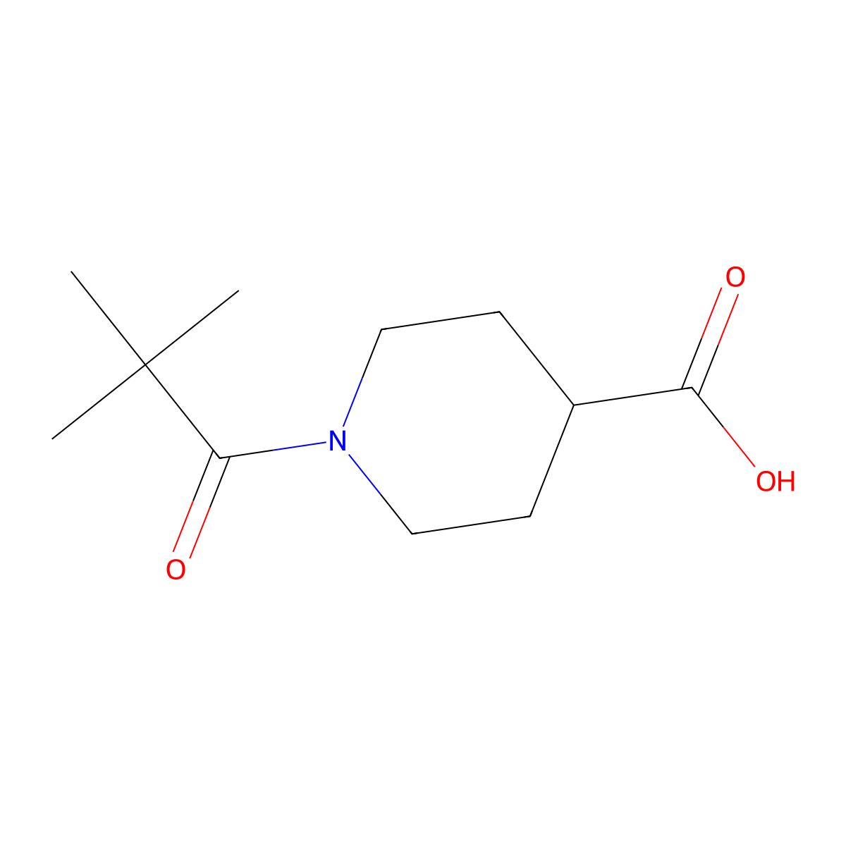1-(2,2-Dimethylpropanoyl)piperidine-4-carboxylic acid molecular structure, CAS 147958-90-5