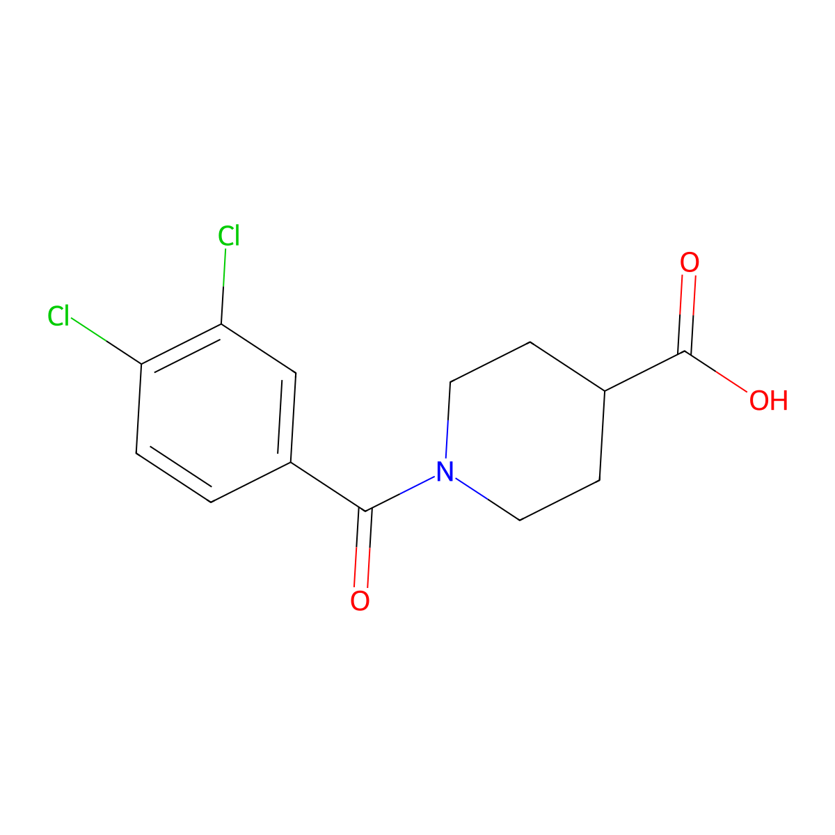 1-(3,4-dichlorobenzoyl)piperidine-4-carboxylic Acid molecular structure, CAS 147958-91-6