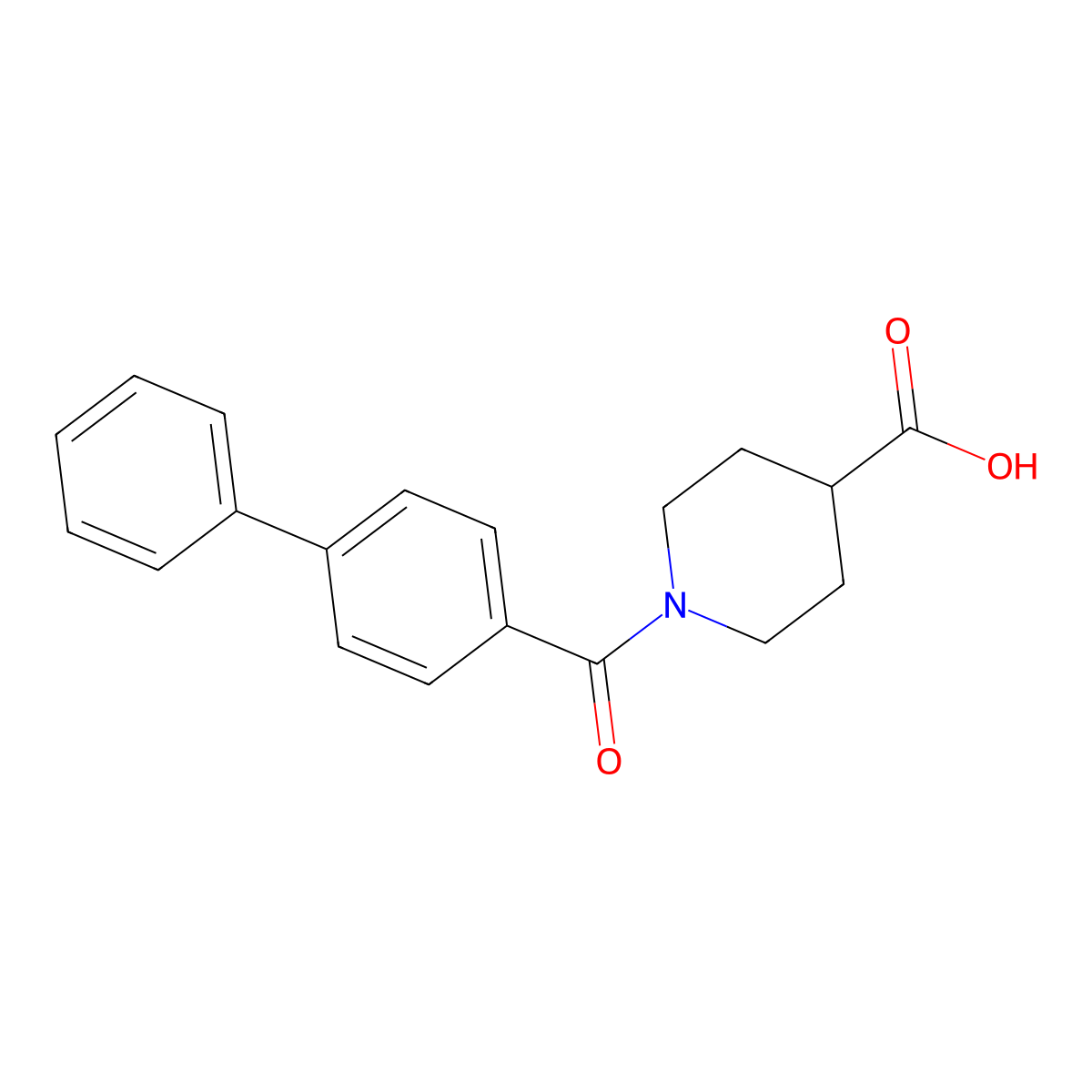 1-([1,1'-Biphenyl]-4-carbonyl)piperidine-4-carboxylic acid molecular structure, CAS 147958-95-0