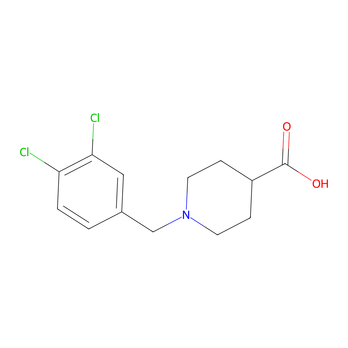 1-(3,4-Dichlorobenzyl)piperidine-4-carboxylic acid molecular structure, CAS 147959-16-8