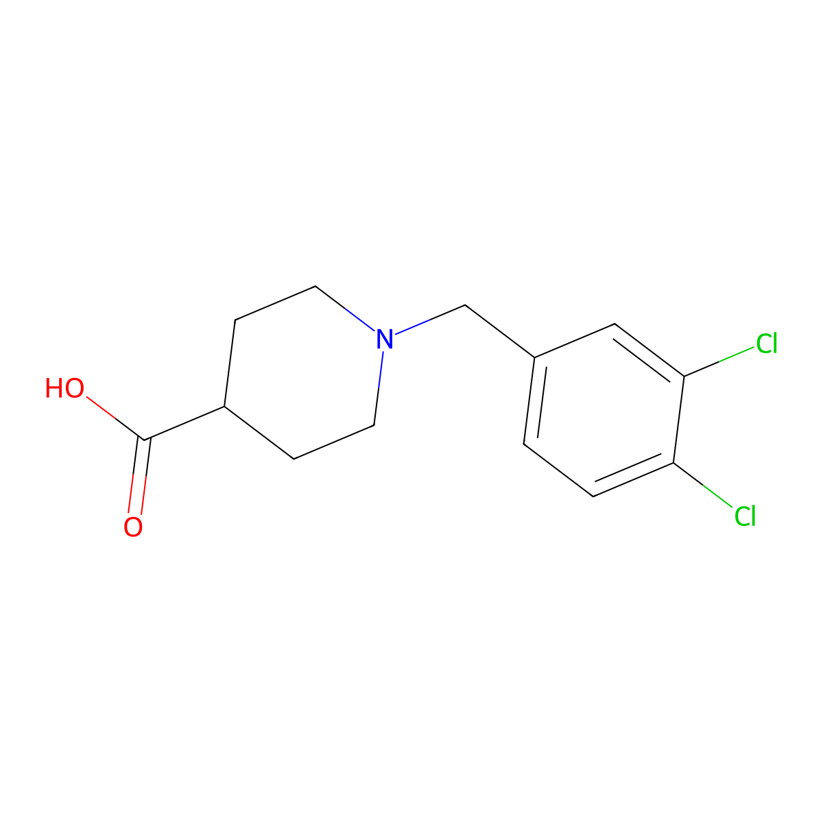 1-(3,4-Dichlorobenzyl)piperidine-4-carboxylic acid molecular structure, CAS 147959-16-8