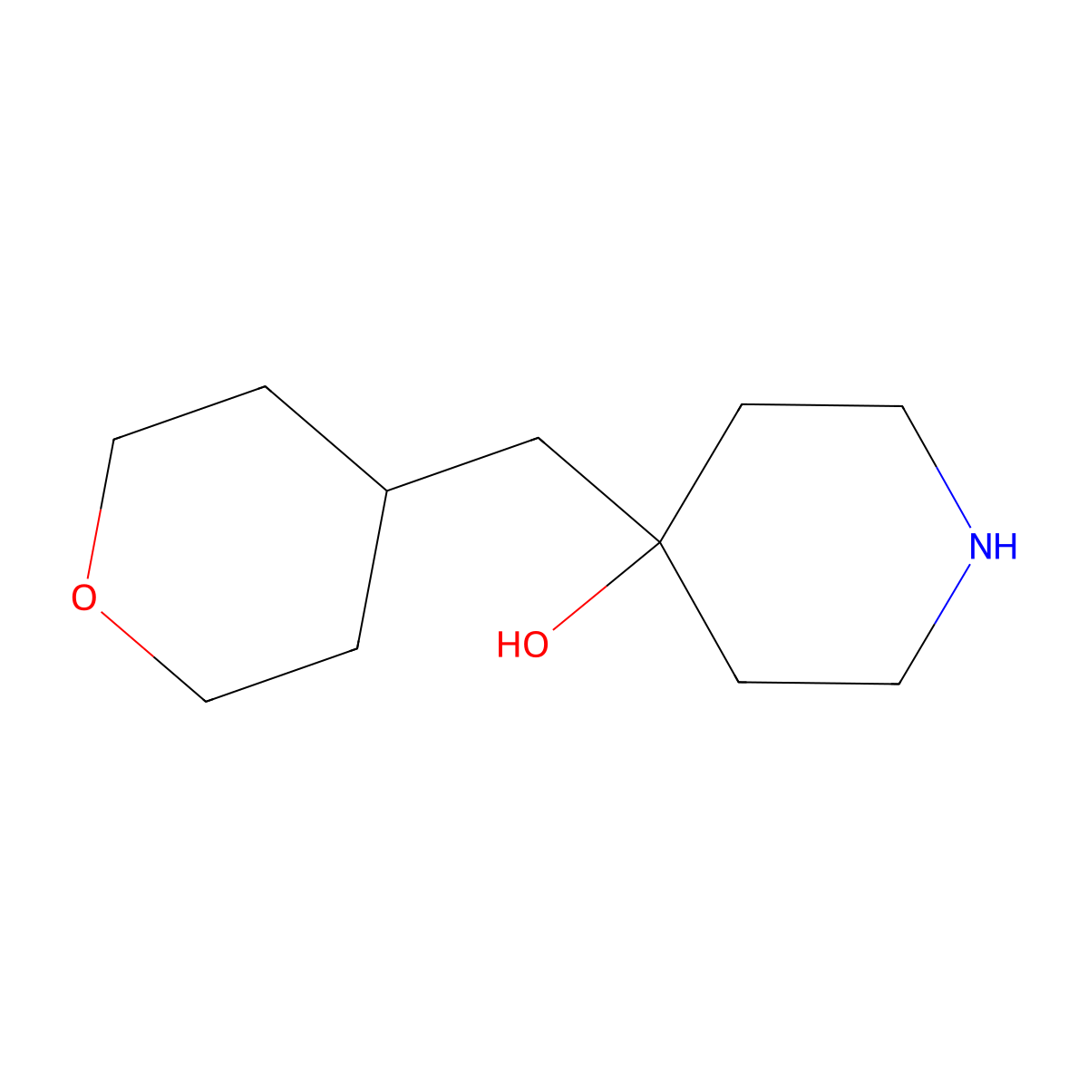4-[(Oxan-4-yl)methyl]piperidin-4-ol molecular structure, CAS 1479594-14-3