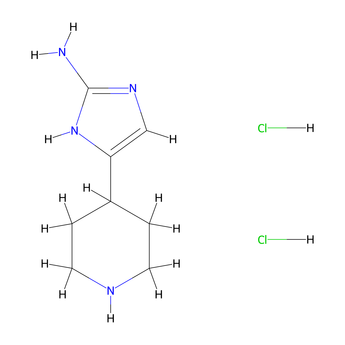 5-(piperidin-4-yl)-1H-imidazol-2-amine dihydrochloride molecular structure, CAS 147960-45-0