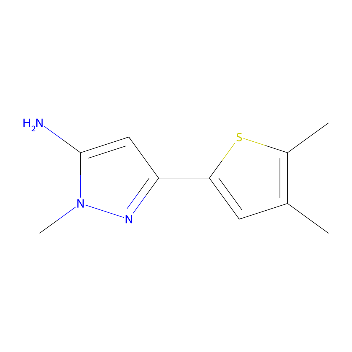 3-(4,5-dimethylthiophen-2-yl)-1-methyl-1H-pyrazol-5-amine molecular structure, CAS 1479635-31-8