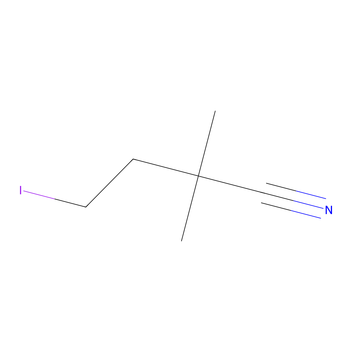 4-Iodo-2,2-dimethylbutanenitrile molecular structure, CAS 1479648-96-8