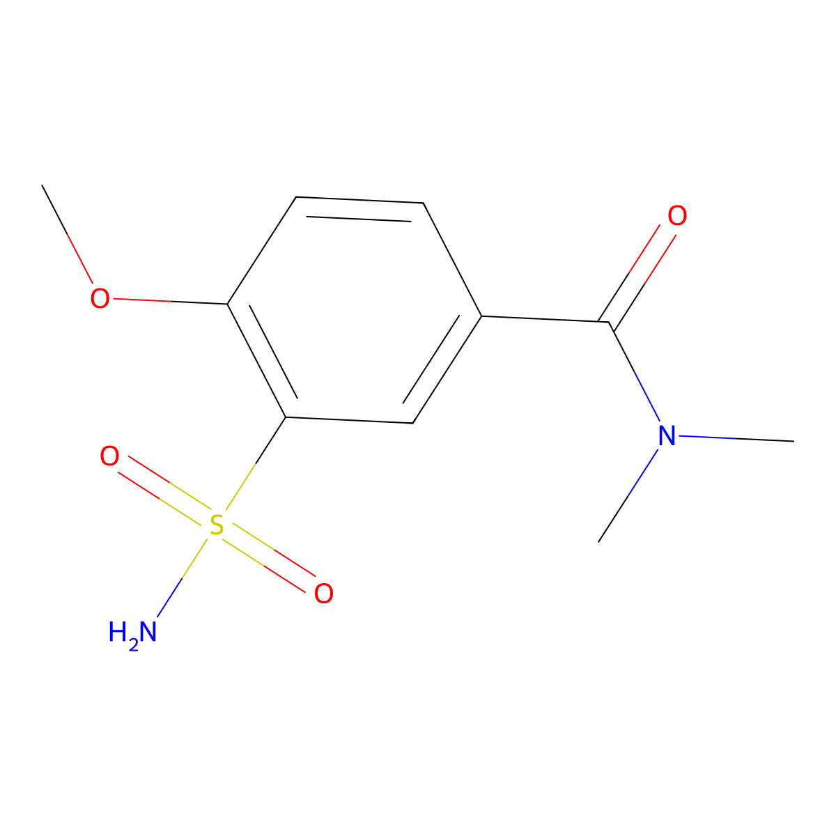 4-methoxy-N,N-dimethyl-3-sulfamoylbenzamide molecular structure, CAS 1479683-22-1
