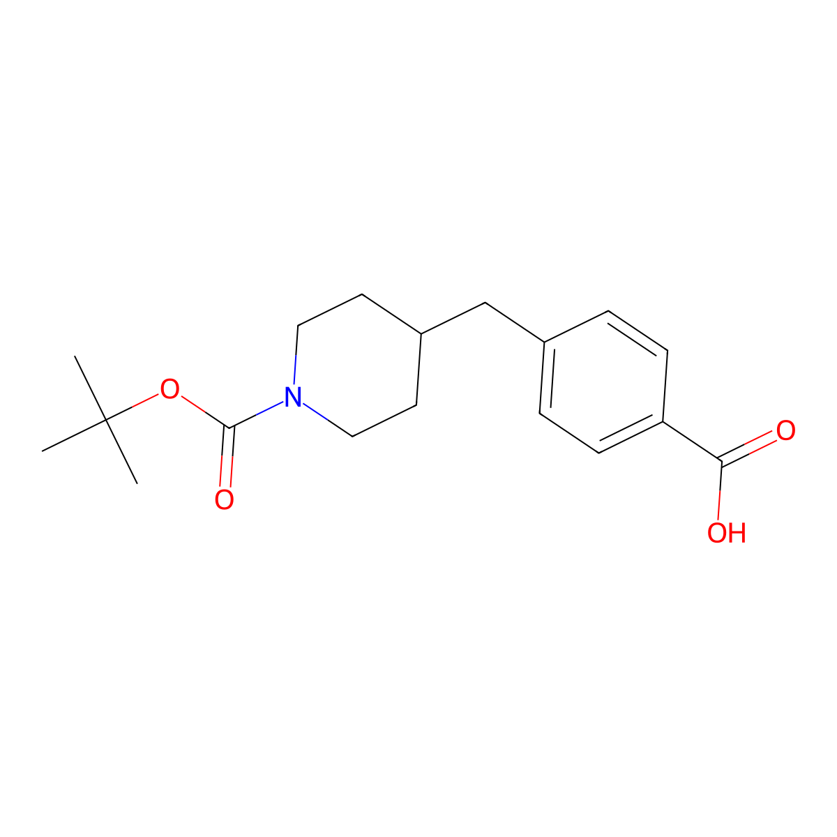 4-({1-[(Tert-butoxy)carbonyl]piperidin-4-yl}methyl)benzoic acid molecular structure, CAS 147969-86-6