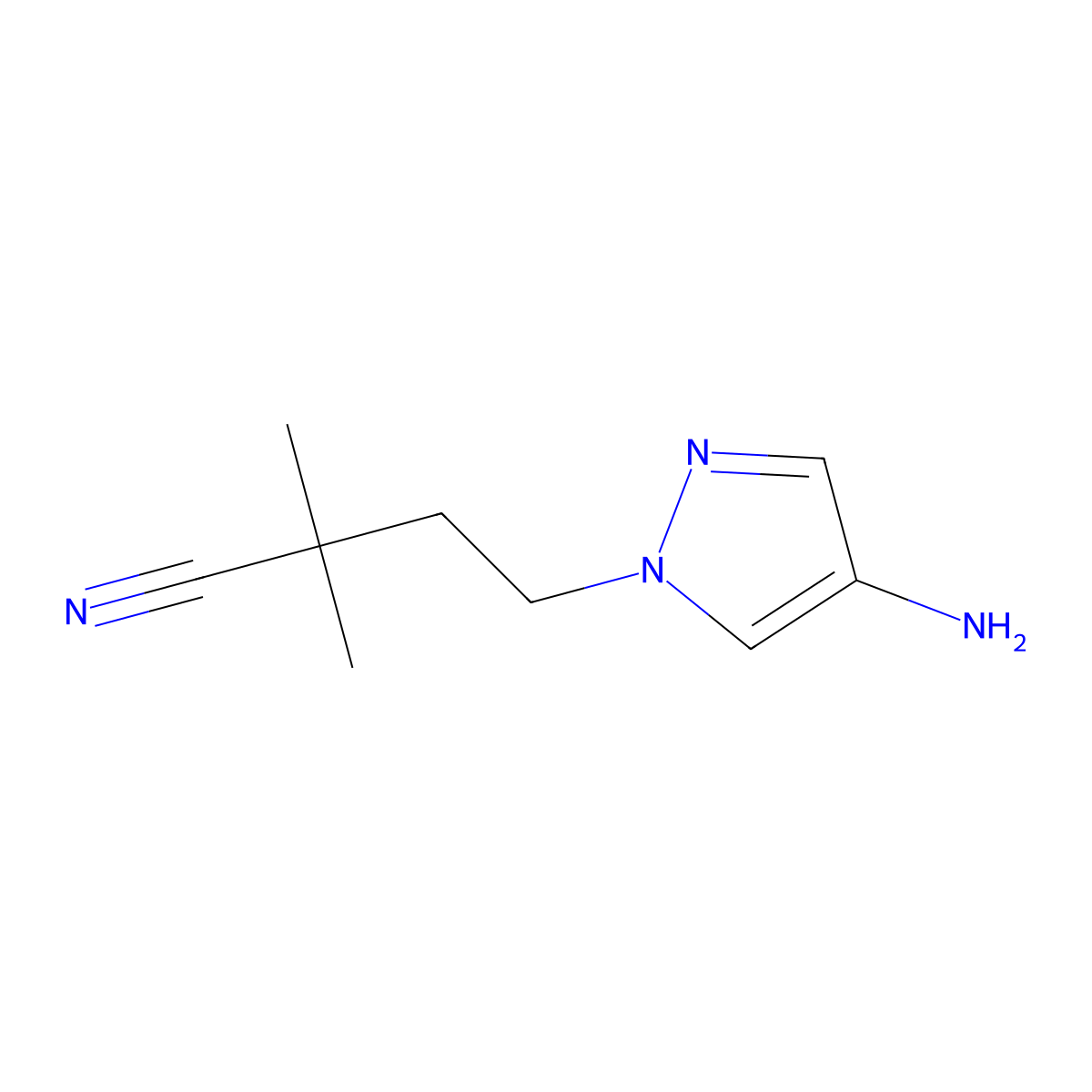4-(4-amino-1H-pyrazol-1-yl)-2,2-dimethylbutanenitrile molecular structure, CAS 1479725-06-8