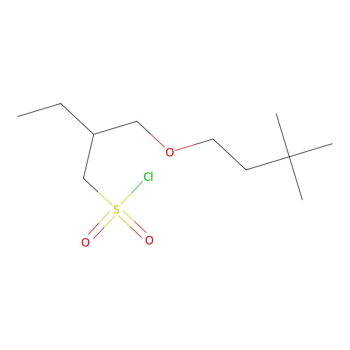 2-((3,3-Dimethylbutoxy)methyl)butane-1-sulfonyl chloride molecular structure, CAS 1479725-85-3