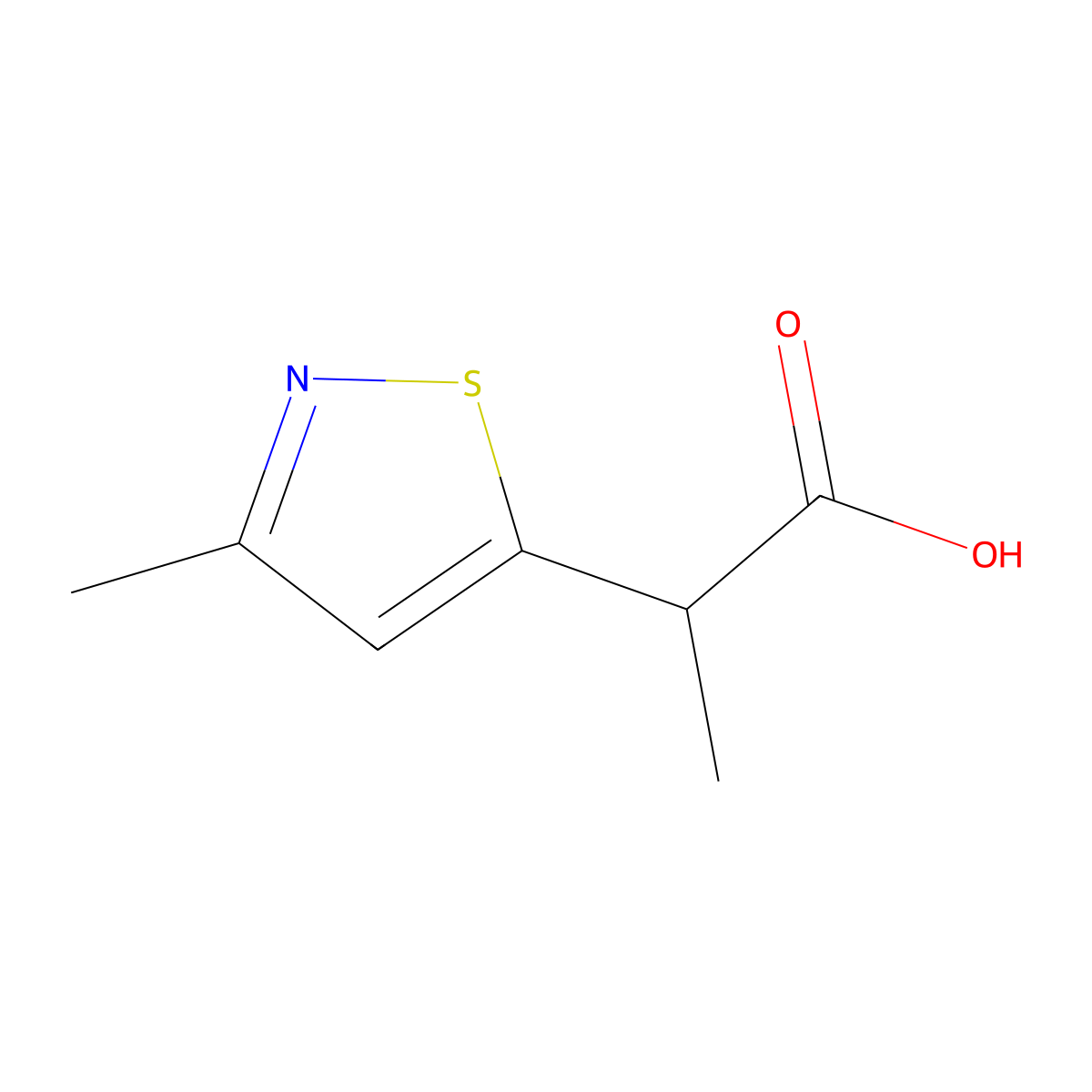 2-(3-Methyl-1,2-thiazol-5-yl)propanoic acid molecular structure, CAS 1479728-69-2
