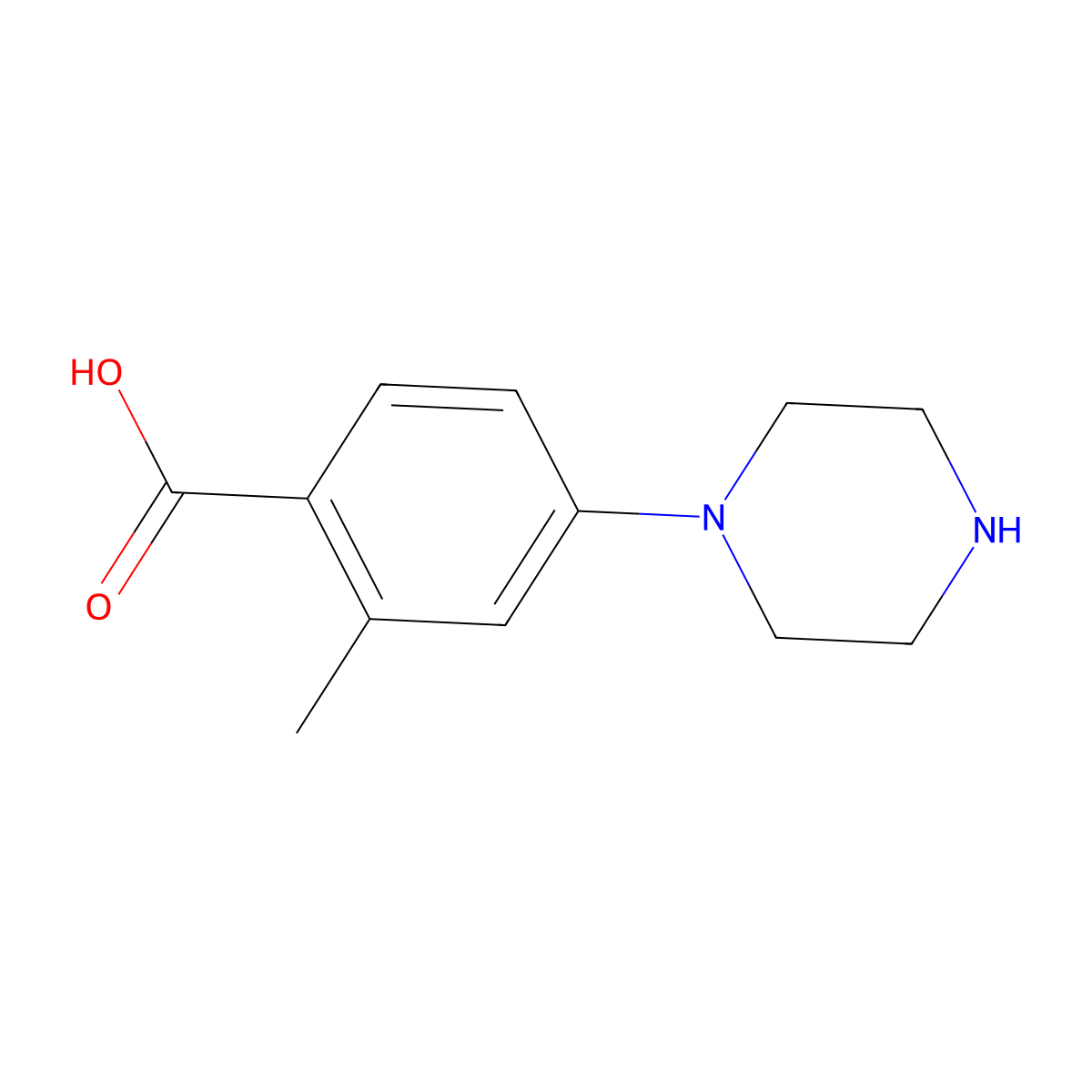 2-Methyl-4-(piperazin-1-YL)benzoic acid molecular structure, CAS 1479729-75-3