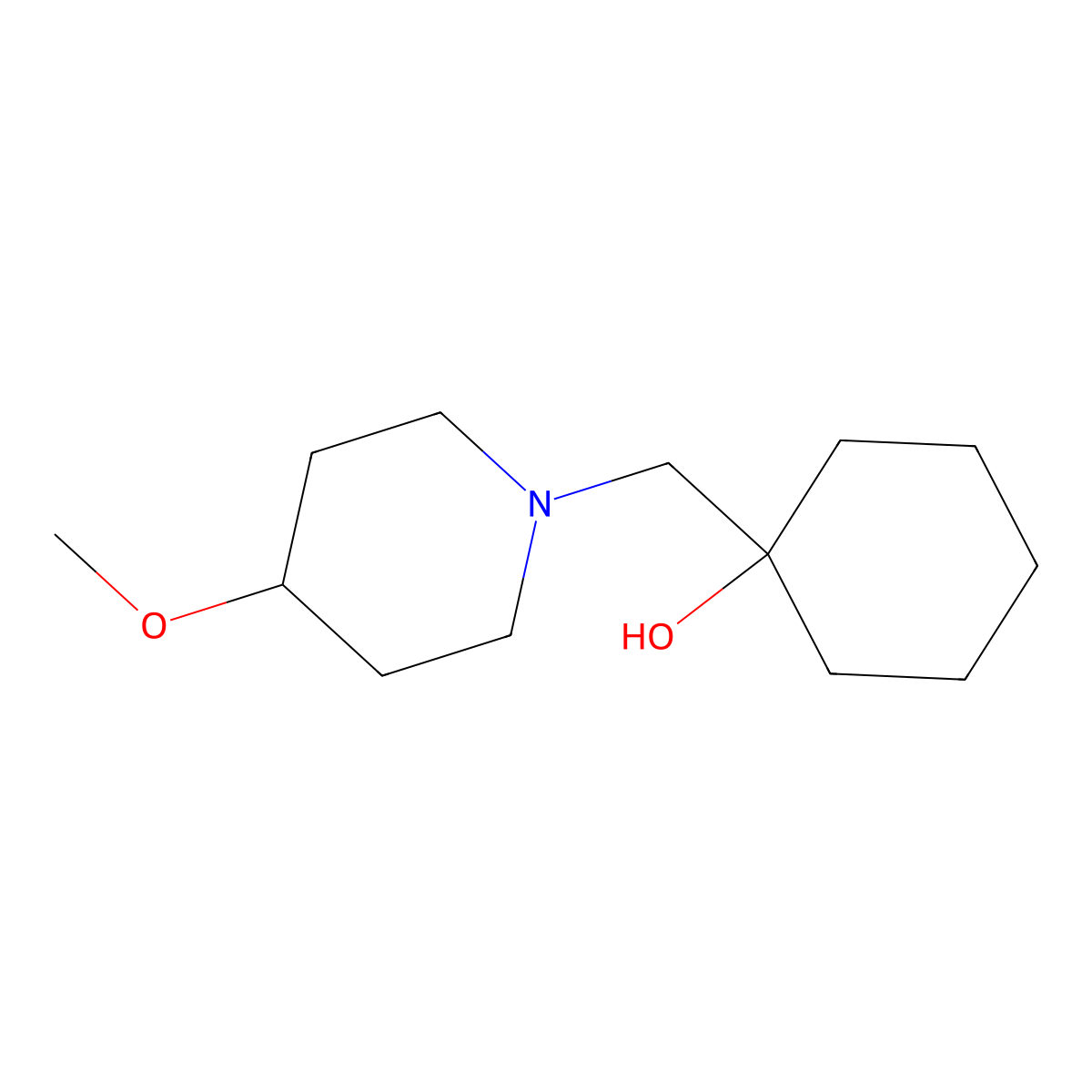 1-[(4-Methoxypiperidin-1-yl)methyl]cyclohexan-1-ol molecular structure, CAS 1479745-22-6