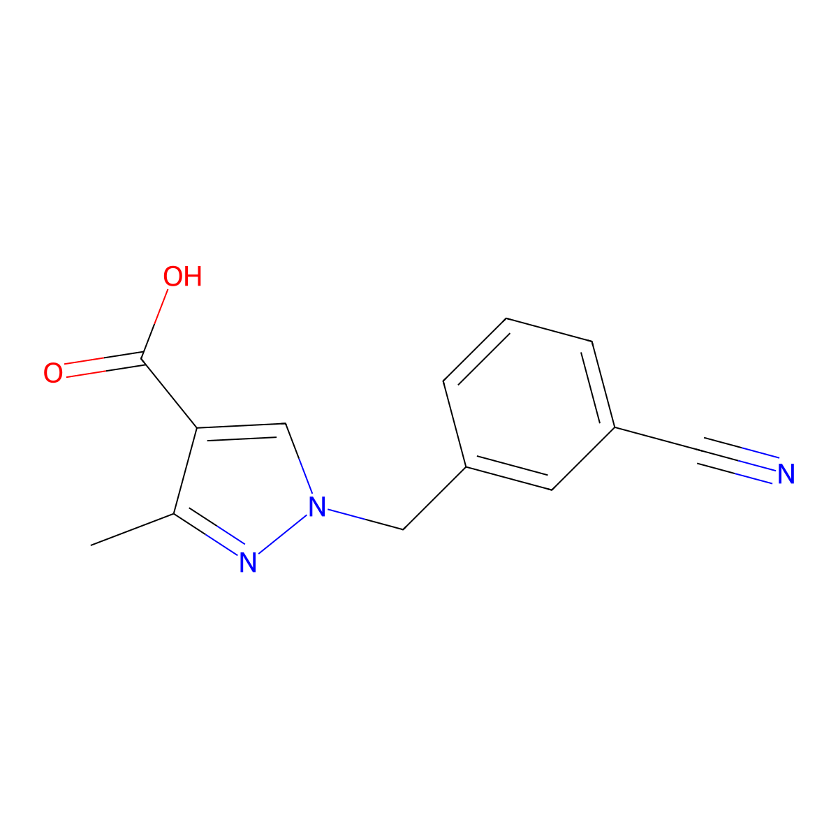 1-(3-Cyanobenzyl)-3-methyl-1H-pyrazole-4-carboxylic acid molecular structure, CAS 1479789-43-9