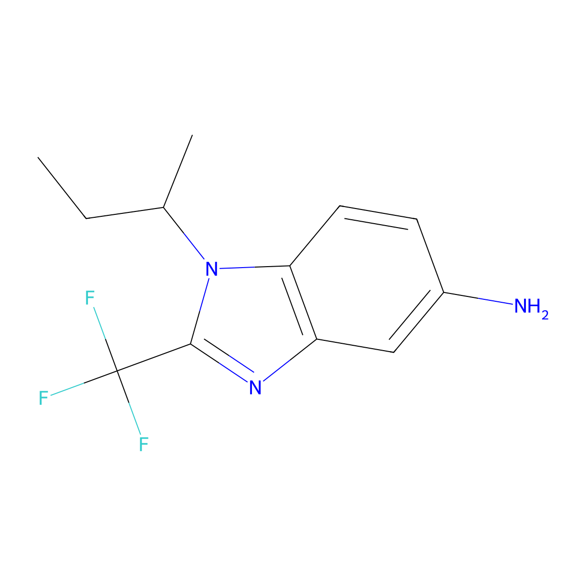 1-(butan-2-yl)-2-(trifluoromethyl)-1H-1,3-benzodiazol-5-amine molecular structure, CAS 1479797-03-9
