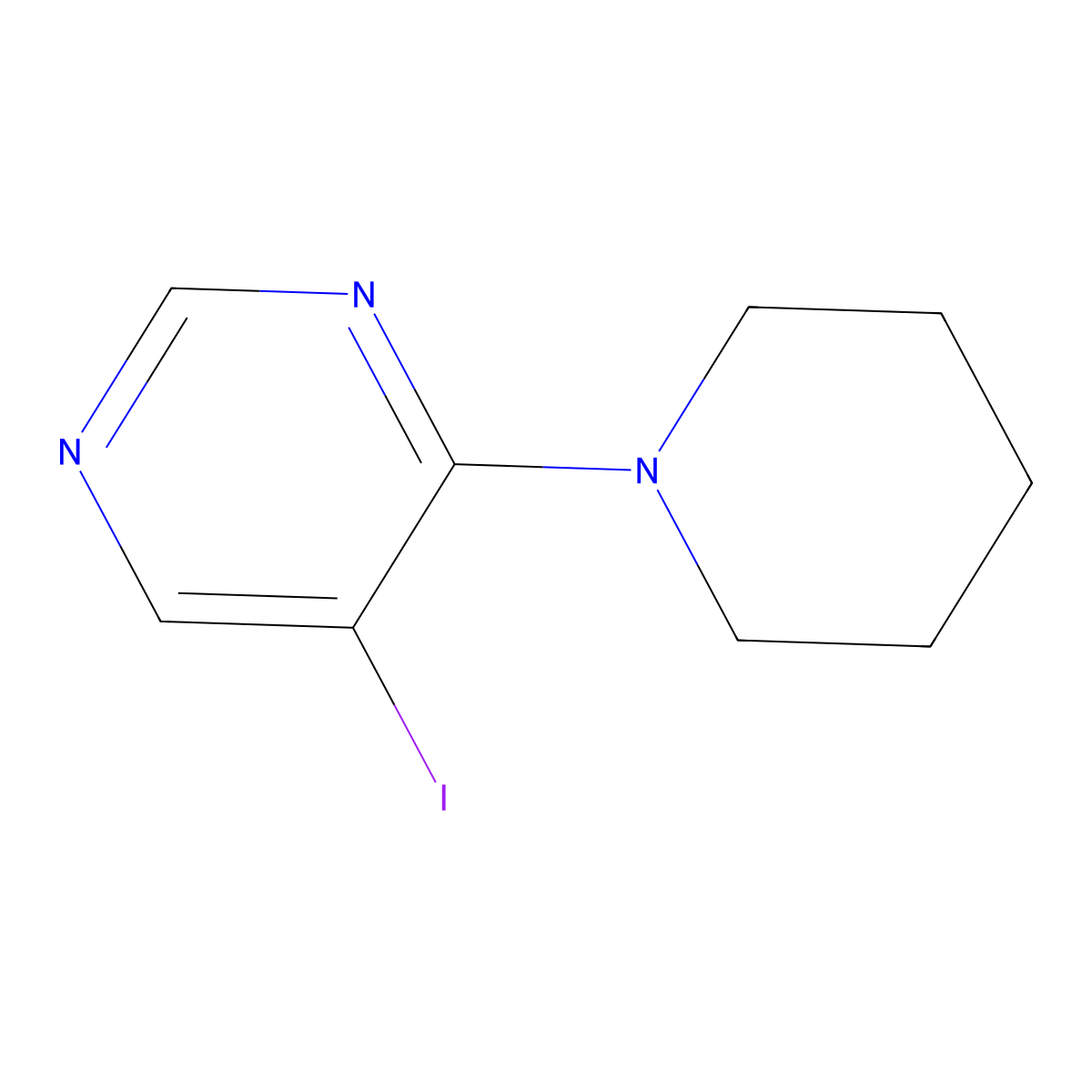 5-Iodo-4-(piperidin-1-yl)pyrimidine molecular structure, CAS 1479797-26-6