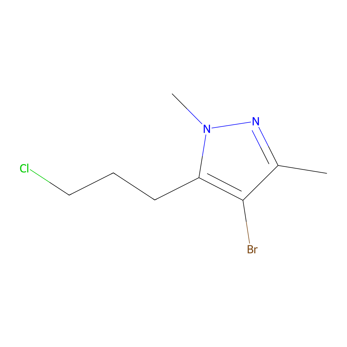 4-bromo-5-(3-chloropropyl)-1,3-dimethyl-1H-pyrazole molecular structure, CAS 1479814-72-6