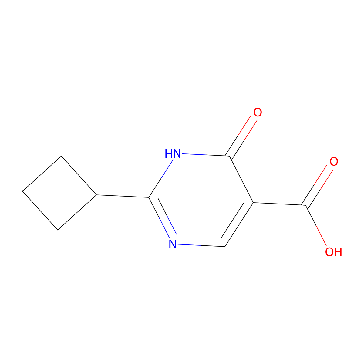 2-Cyclobutyl-6-oxo-1,6-dihydropyrimidine-5-carboxylic acid molecular structure, CAS 1479852-60-2