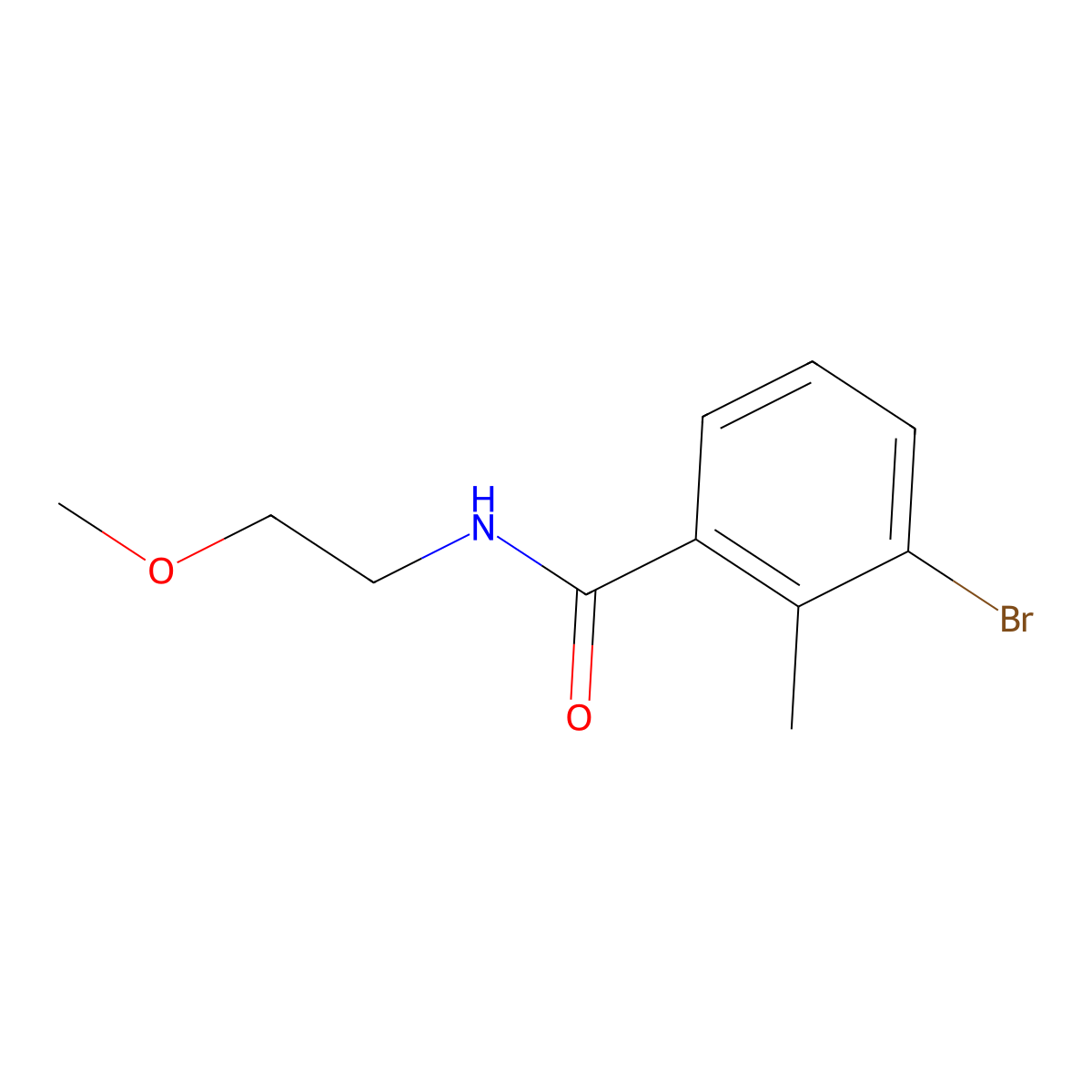 3-bromo-N-(2-methoxyethyl)-2-methylbenzamide molecular structure, CAS 1479872-24-6