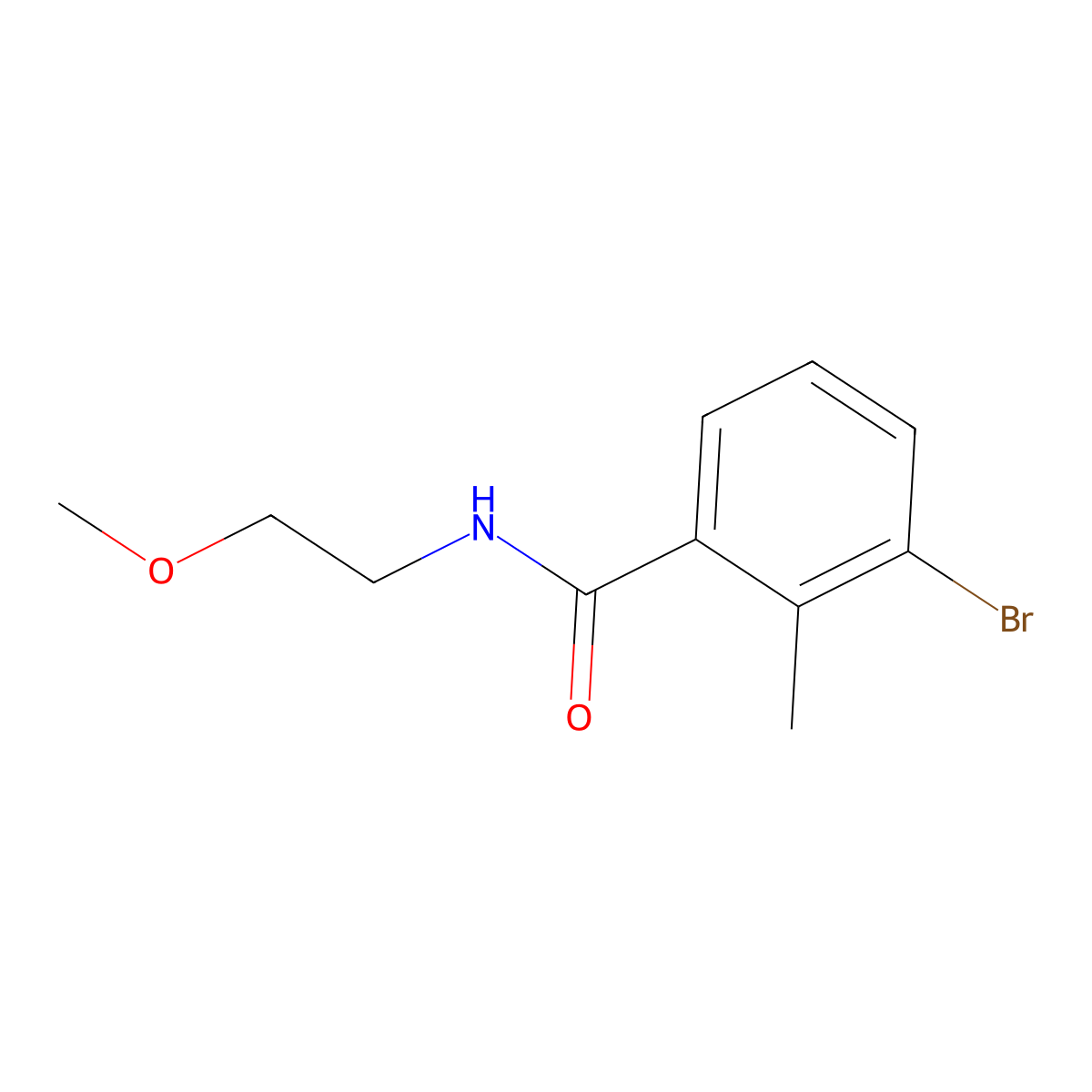 3-bromo-N-(2-methoxyethyl)-2-methylbenzamide molecular structure, CAS 1479872-24-6