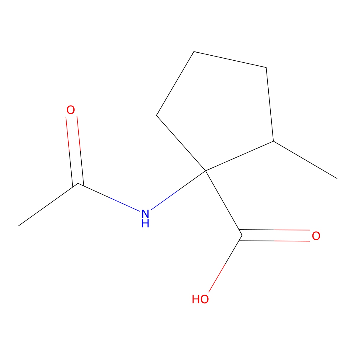 1-Acetamido-2-methylcyclopentane-1-carboxylic acid molecular structure, CAS 1479876-58-8