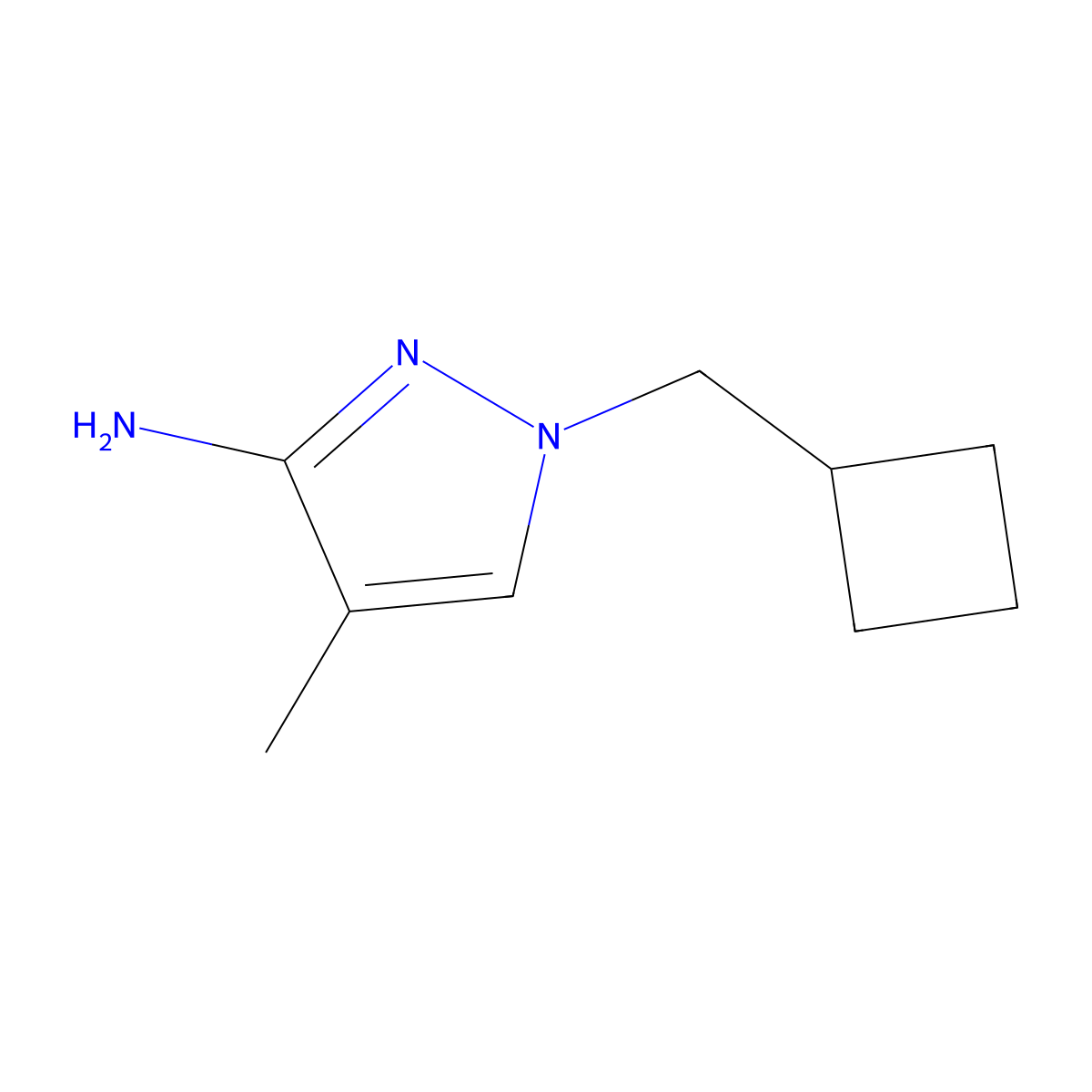 1-(cyclobutylmethyl)-4-methyl-1H-pyrazol-3-amine molecular structure, CAS 1479899-60-9