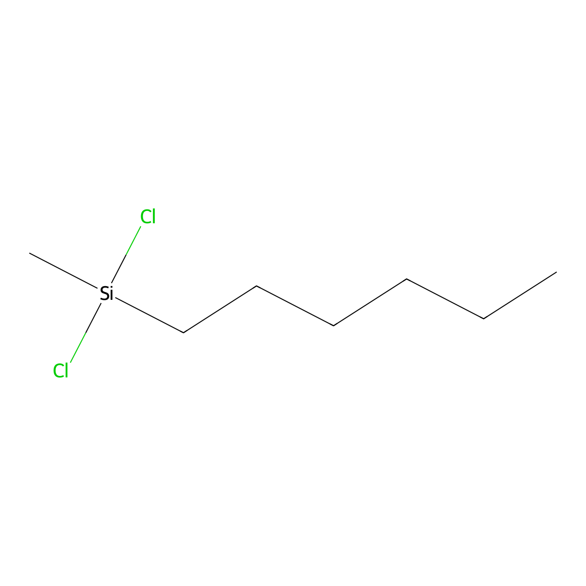 Hexylmethyldichlorosilane molecular structure, CAS 14799-94-1