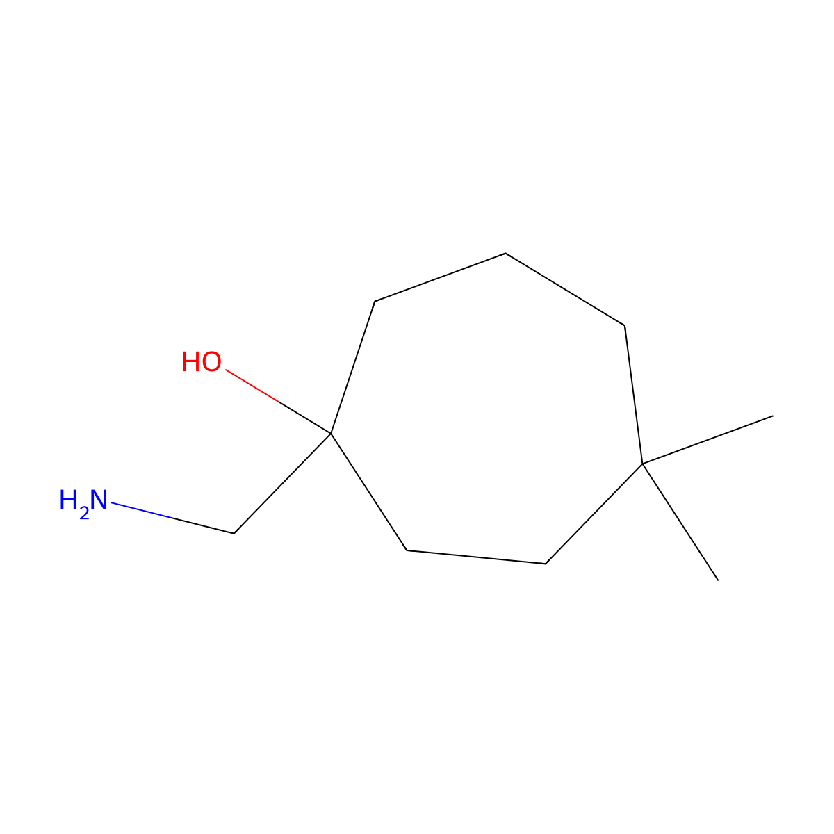 1-(Aminomethyl)-4,4-dimethylcycloheptan-1-ol molecular structure, CAS 1479907-44-2