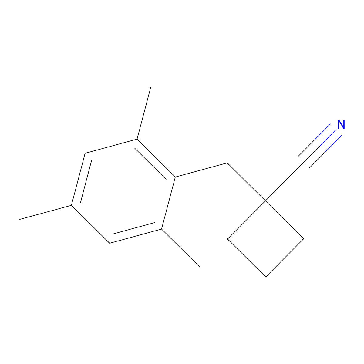 1-(2,4,6-Trimethylbenzyl)cyclobutane-1-carbonitrile molecular structure, CAS 1479918-00-7