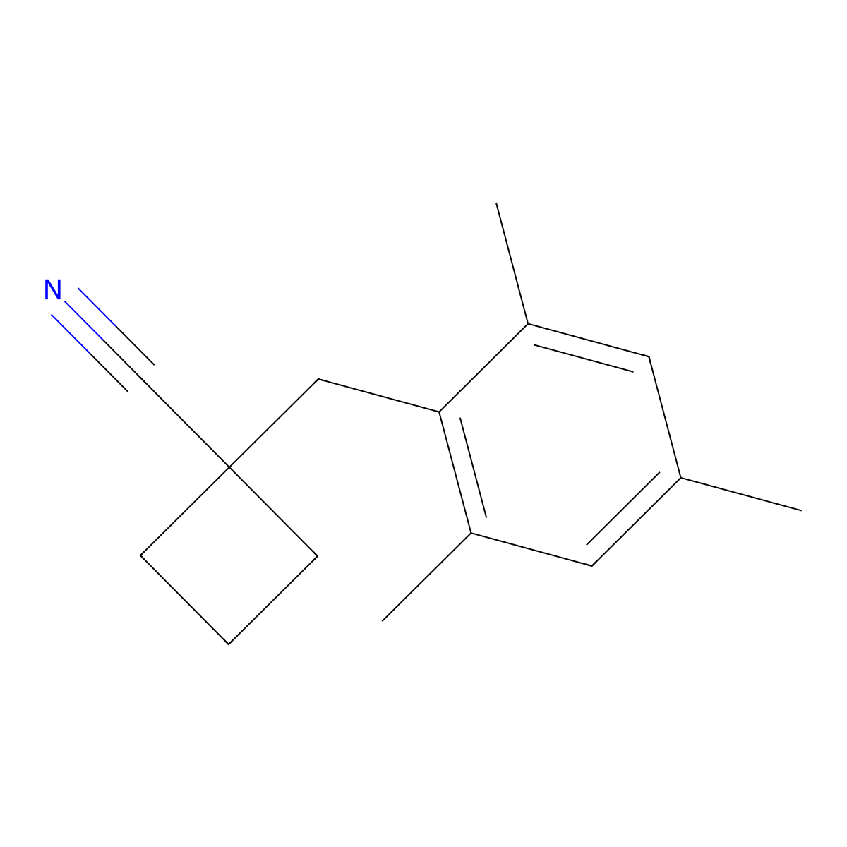 1-(2,4,6-Trimethylbenzyl)cyclobutane-1-carbonitrile molecular structure, CAS 1479918-00-7