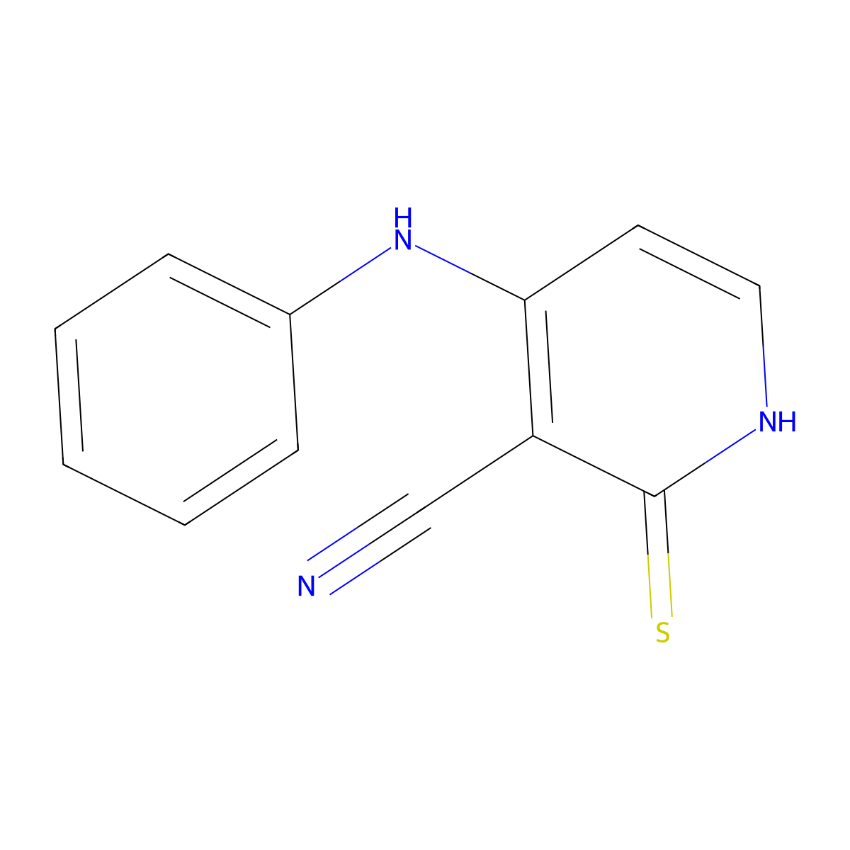 4-anilino-2-sulfanylidene-1H-pyridine-3-carbonitrile molecular structure, CAS 147992-77-6