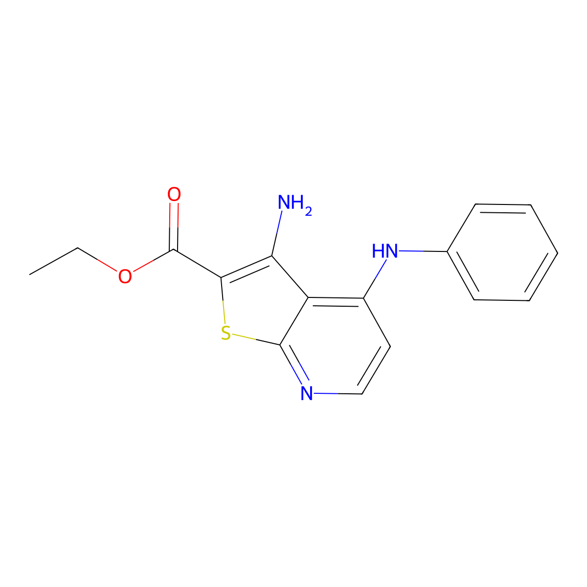 Ethyl 3-amino-4-(phenylamino)thieno(2,3-b)pyridine-2-carboxylate molecular structure, CAS 147992-81-2