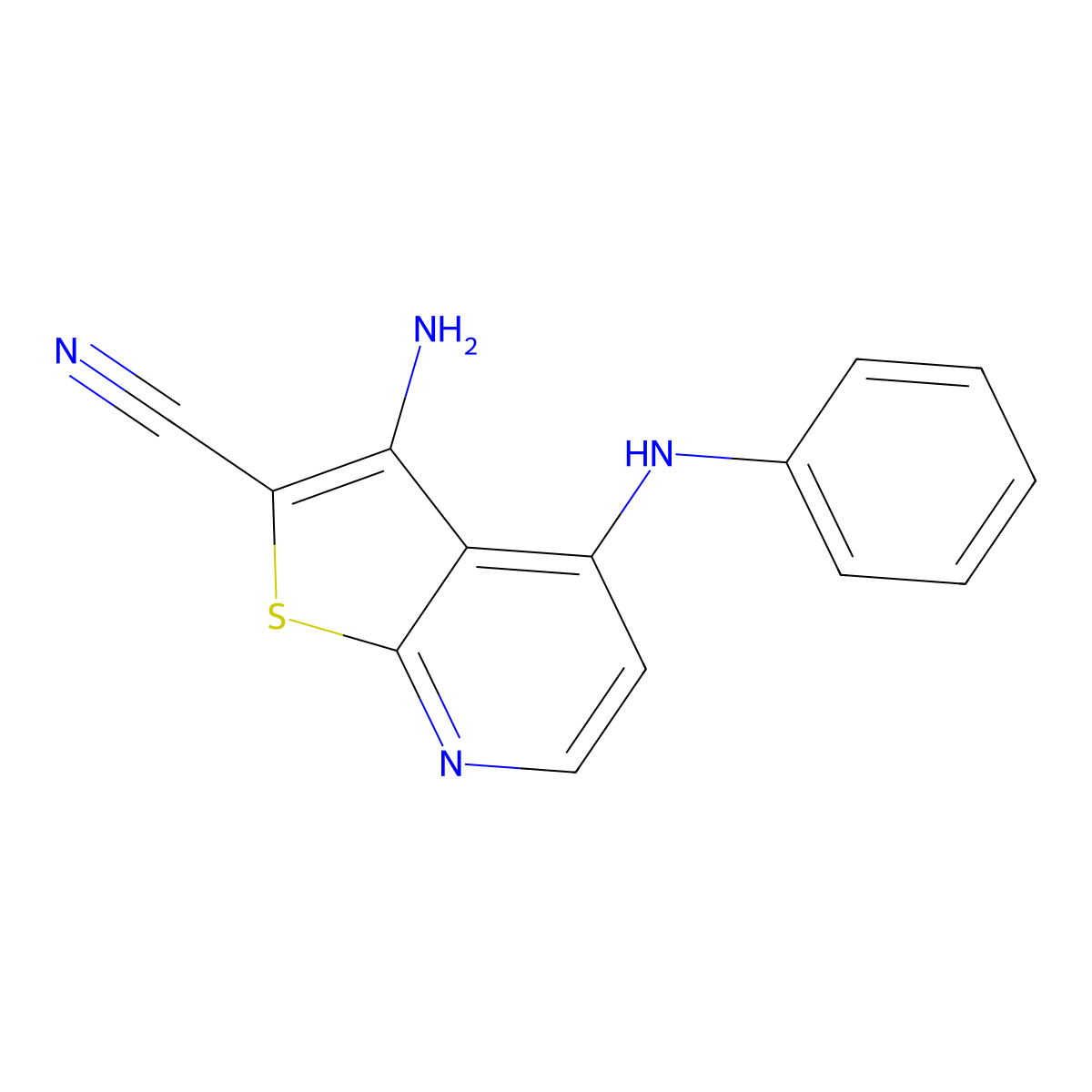 3-Amino-4-anilinothieno[2,3-b]pyridine-2-carbonitrile molecular structure, CAS 147992-82-3